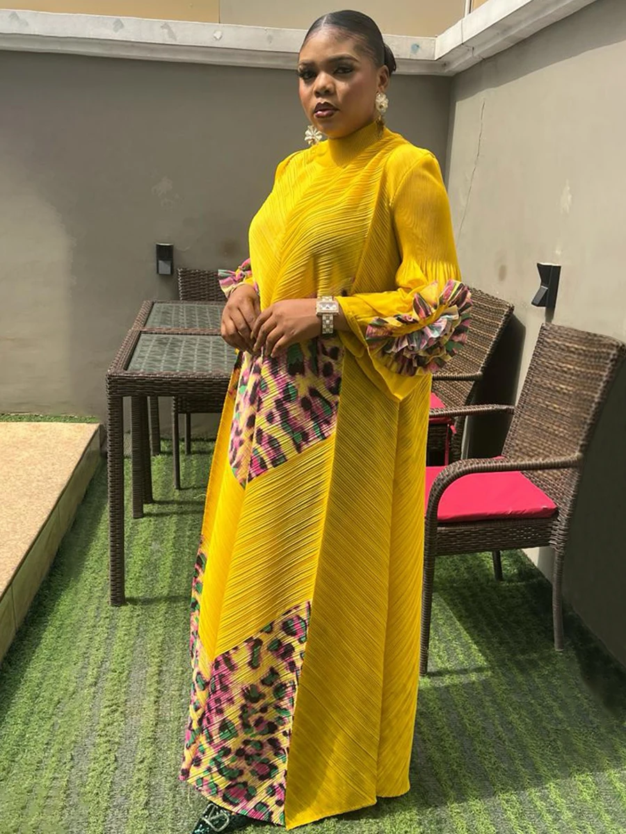 فستان طويل مطوي من ANLAN للنساء ، طويل مياكي ، كتل...