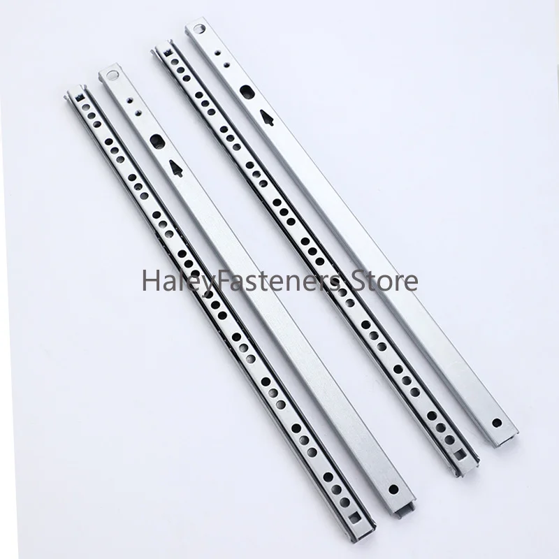 1Pair Drawer Steel Ball Rail Slide Drawer Slide Ball Guide Two Sections 17mm Wide Steel Fold Furniture Hardware Fittings drawer slides miniature ball bearings linear guide slide block