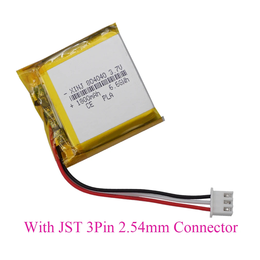 

3.7V 1800mAh 6.66Wh 804040 3Pin JST 2.54mm NTC Thermistor Replacement Lipo Rechargeable Battery For GPS Car Camera LED Tablet PC