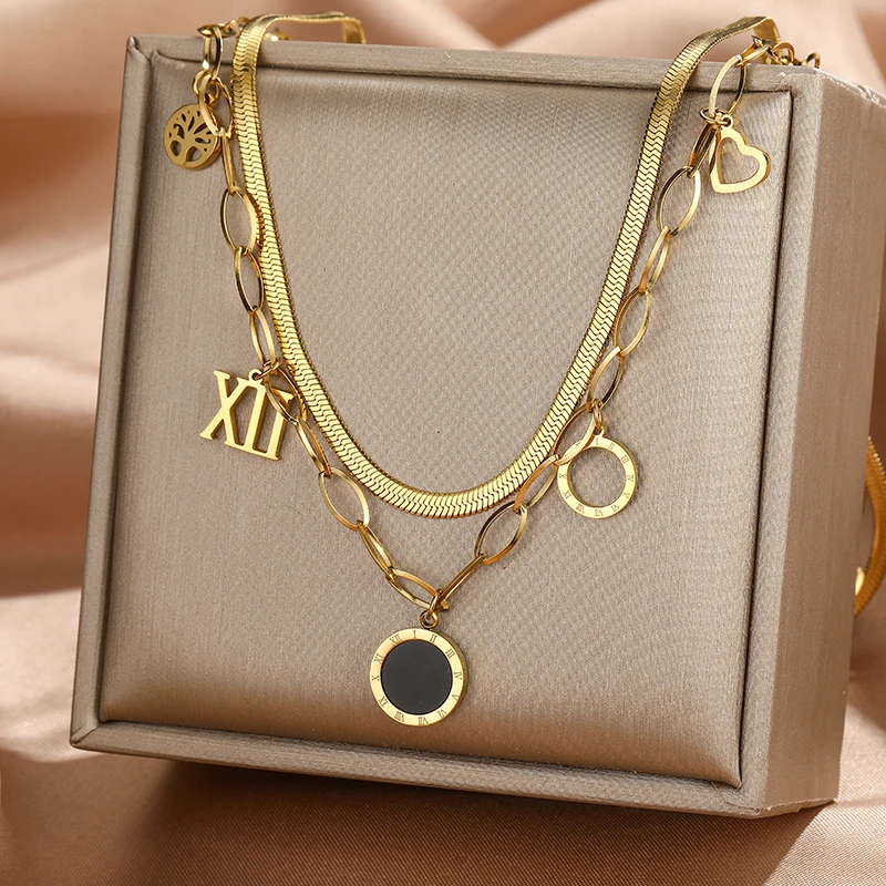 Roman Numerals Brand New 316L Stainless Steel Gold Color Necklace roman-numerals-brand-new-316l-stainless-steel-gold-color-necklace