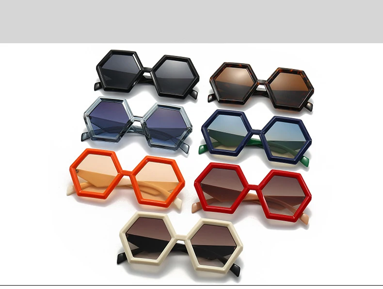 56880 neue Polygon Farbverlauf Sonnenbrille Frauen Mode große Retro Sonnenschutz Spiegel im Freien Schutzschirme uv400 – Detail 2
