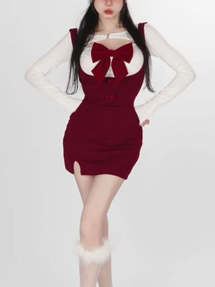 

Japanese Style Kawaii Two Piece Set Women Lolita Sweet Party Mini Dress Suit Female Long Sleeve Tops + Vintage Strap Dress 2023