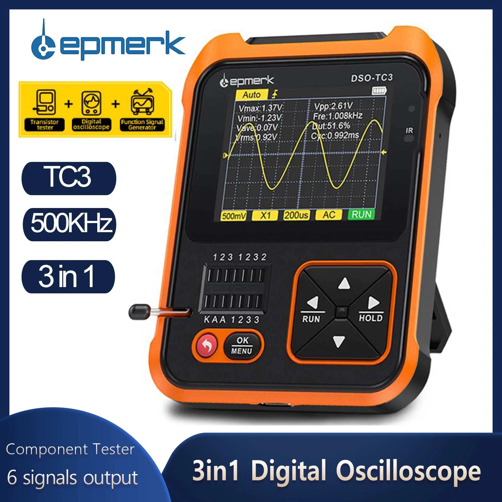 Dsotc3 Portable Oscilloscope Oscillometer 3in1 Digital Oscilloscope