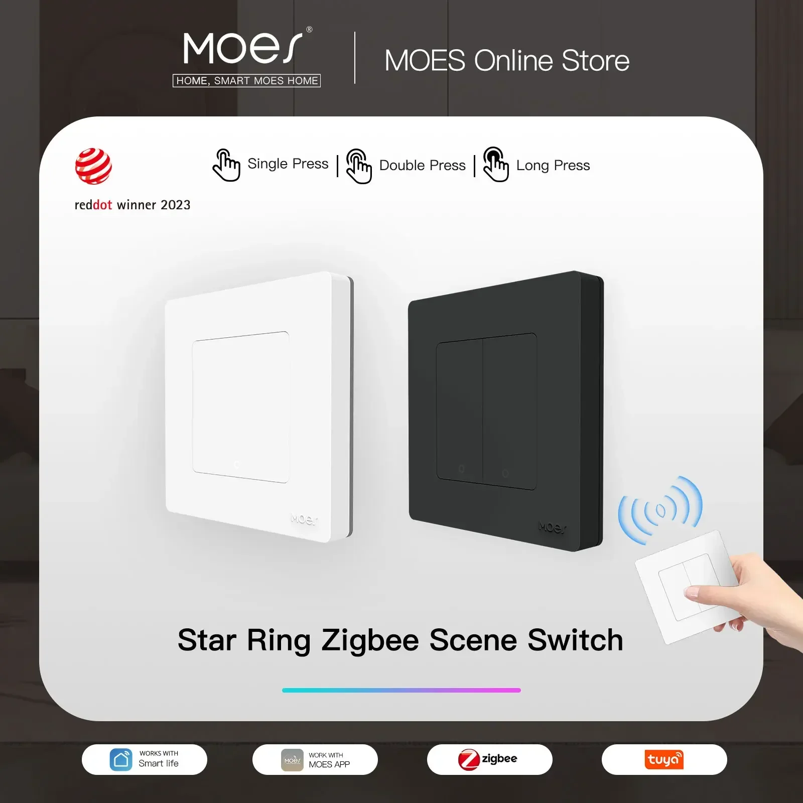 Moes New Star Ring Tuya Smart Zibee3.0 Scene Switch Smart Life/Moes App Telecomando Funziona Con Alexa Google