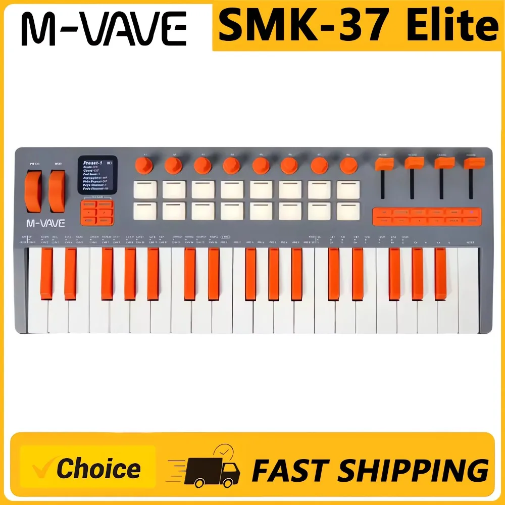 SMK-37 Elite MIDI Keyboard with Weighted Keys, Built-in Synthesizer Sounds, Live Performance, Portable for Mobile