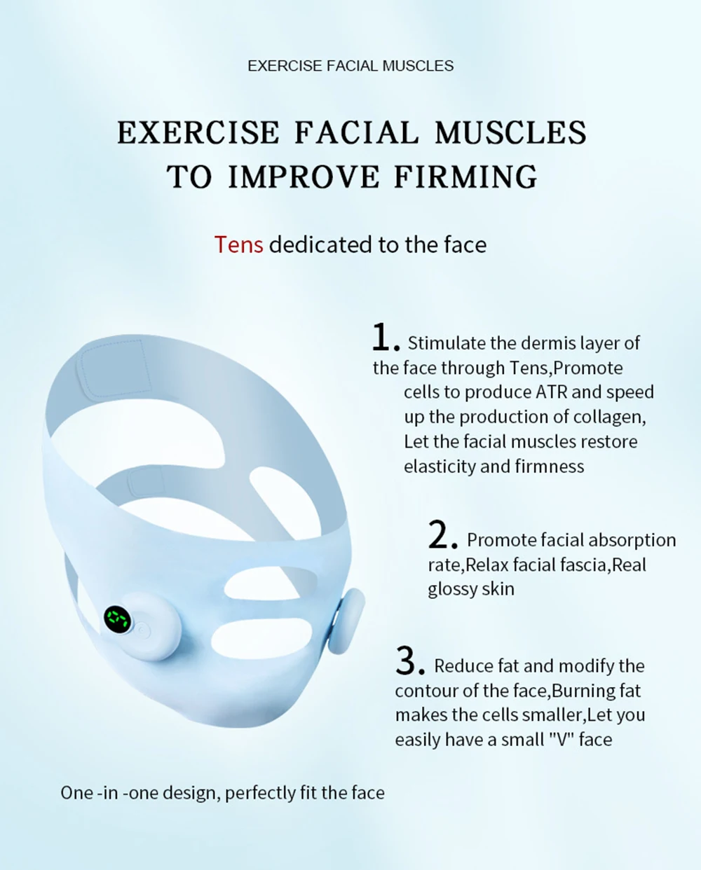 Microcurrent Face Shaping Device – EMS Smart Pulse V-Line Lifting Tool