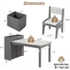 Kids Table and Chairs,3 in 1 Wooden Art Drawing Table with 2 Chairs,4 Fabric Bins,Table and Chair Set for Children Playroom 6