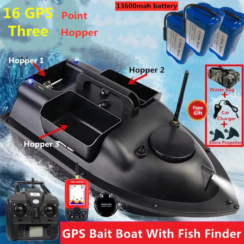 Update 16 Point GPS 500m RC Fishing Bait Boat GPS Position Auto