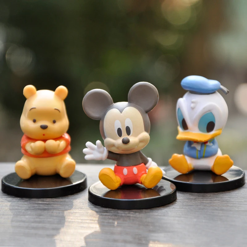 

3pcs Disney Kawaii anime figure Donald Duck Mickey action figure Winnie the Pooh model cake decor ornament kids toys gift