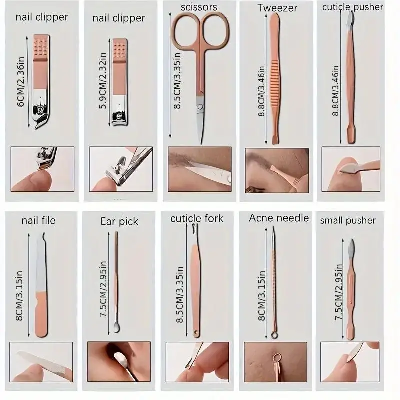 Manicure Kit Manicure Set Pedicure Kit Nail Clippers Kit 18 Pieces Stainless Steel Nail Scissors Care Tools Women Grooming Kit