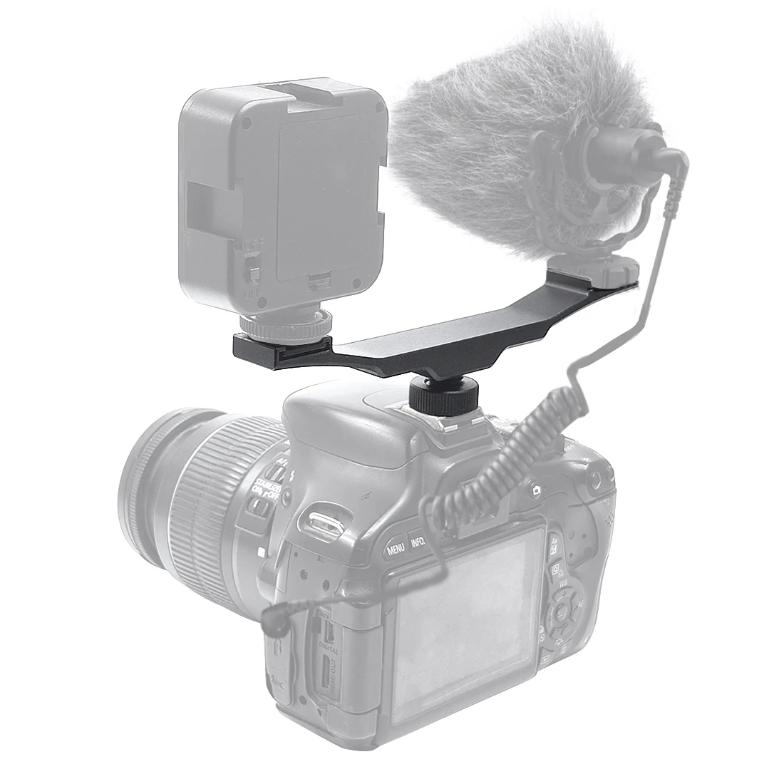Double Cold Hot Shoe Adapter Mount Extension Holder Video Bracket for Canon for