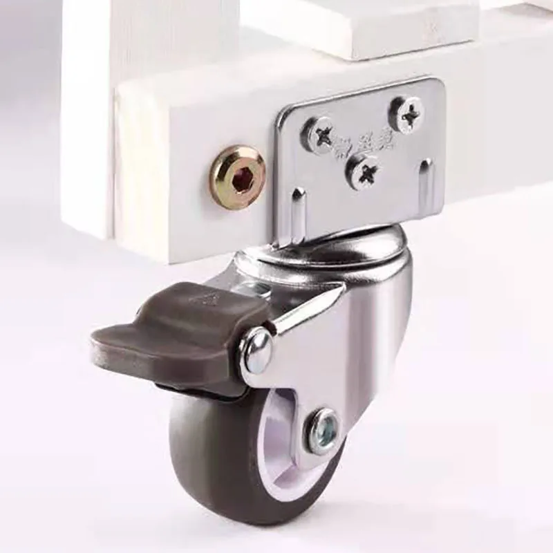 4Pcs L Type Furniture Casters Heavy Duty Soft Rubber Mute Caster Wheels Trolley Baby Crib Bed Universal Side Mounted