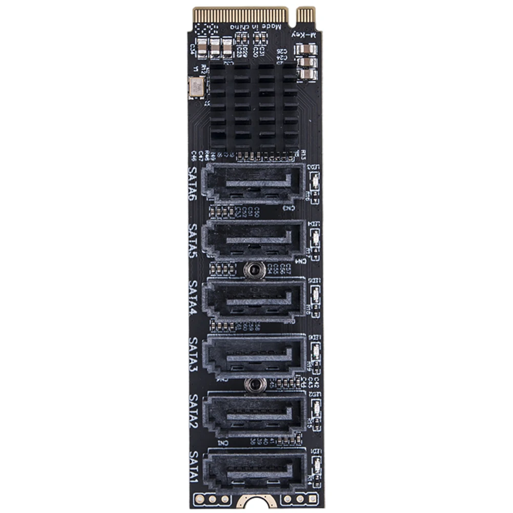 Adapter Card M.2 To SATA 3.0 M.2 MKEY PCI-E Expansion Card 5/6 Port SATA3.0 Adapter NVME To SATA 6Gpbs Support PM Function