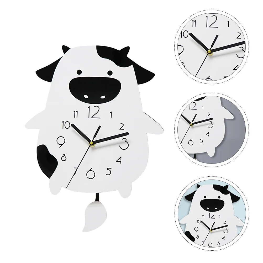 

Cartoon Cow Wall Clock 3D Modern Mute Wall Watches Ornament Silent Quartz Clock Home Living Room Decoration