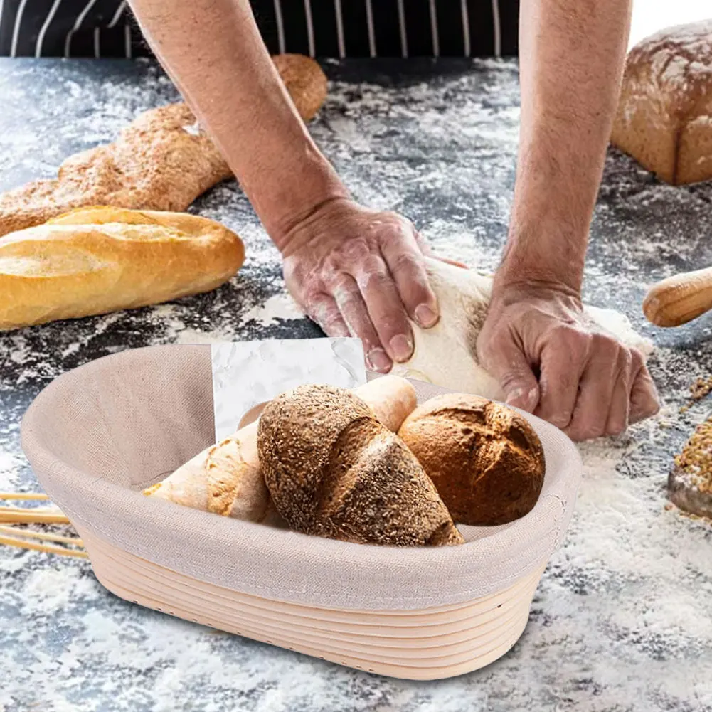 Baking Tools Full Set Dough Fermentation Bread Proofing Basket with Linen Insert Professional Home Baker Sourdough Rattan Basket