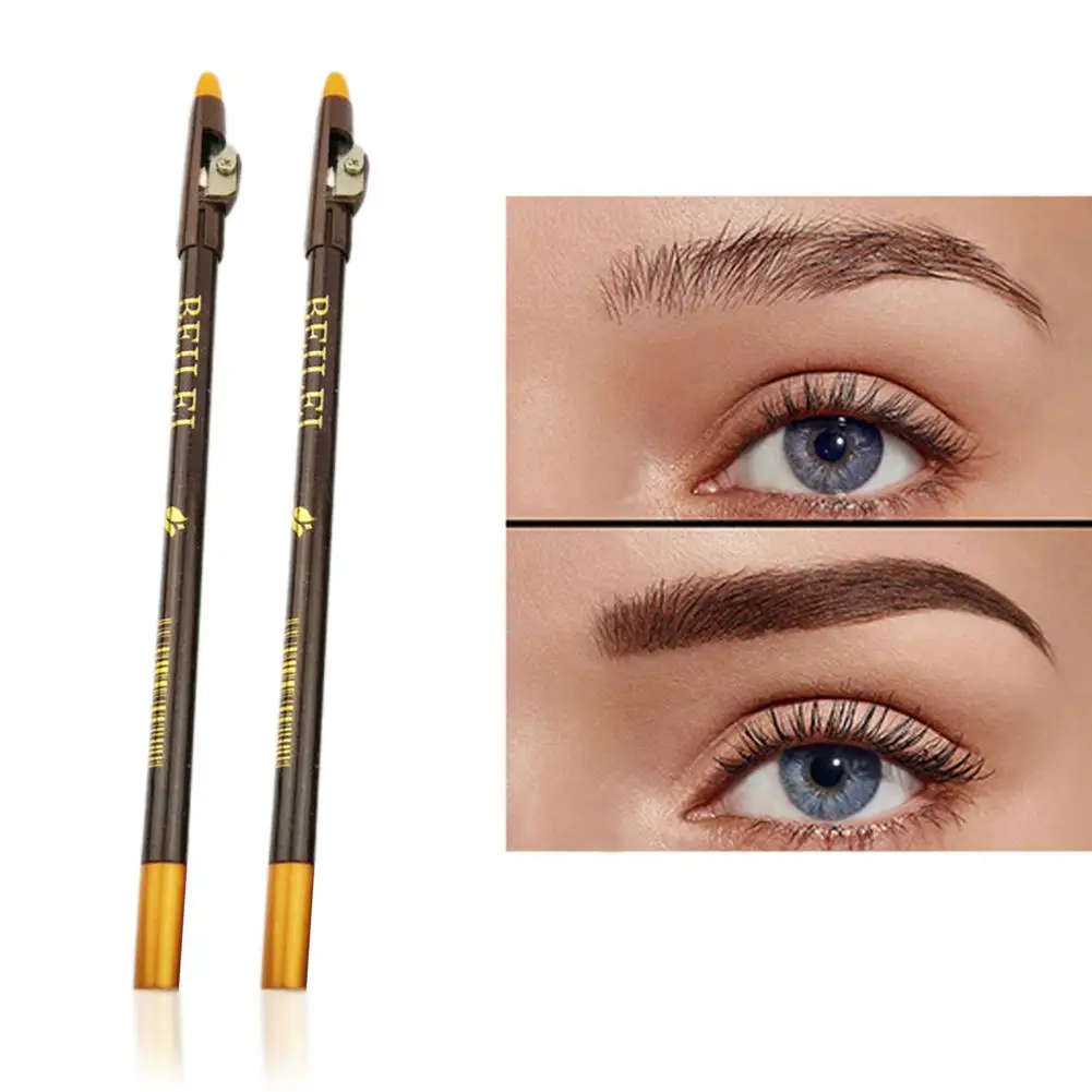 

Eyebrow Tattoo Pen Waterproof Sweat-proof Long Lasting Non-irritating Three-dimensional with Knife Black Color Eyebrow Pencil