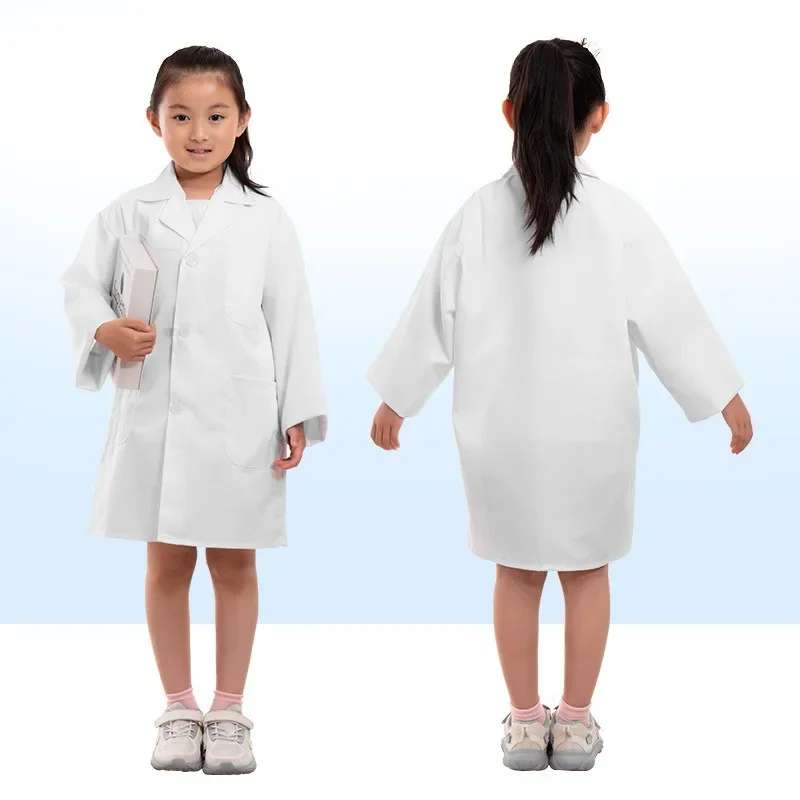 Play Doctor Science Lab Clothes Primary School Long-sleeved Professional Costume Fashion Interesting Children's White Coat