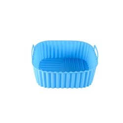 Square Silicone Air Fryer Basket - Reusable, High - Temperature Resistant, Easy - Clean Grill Accessory (Blue)