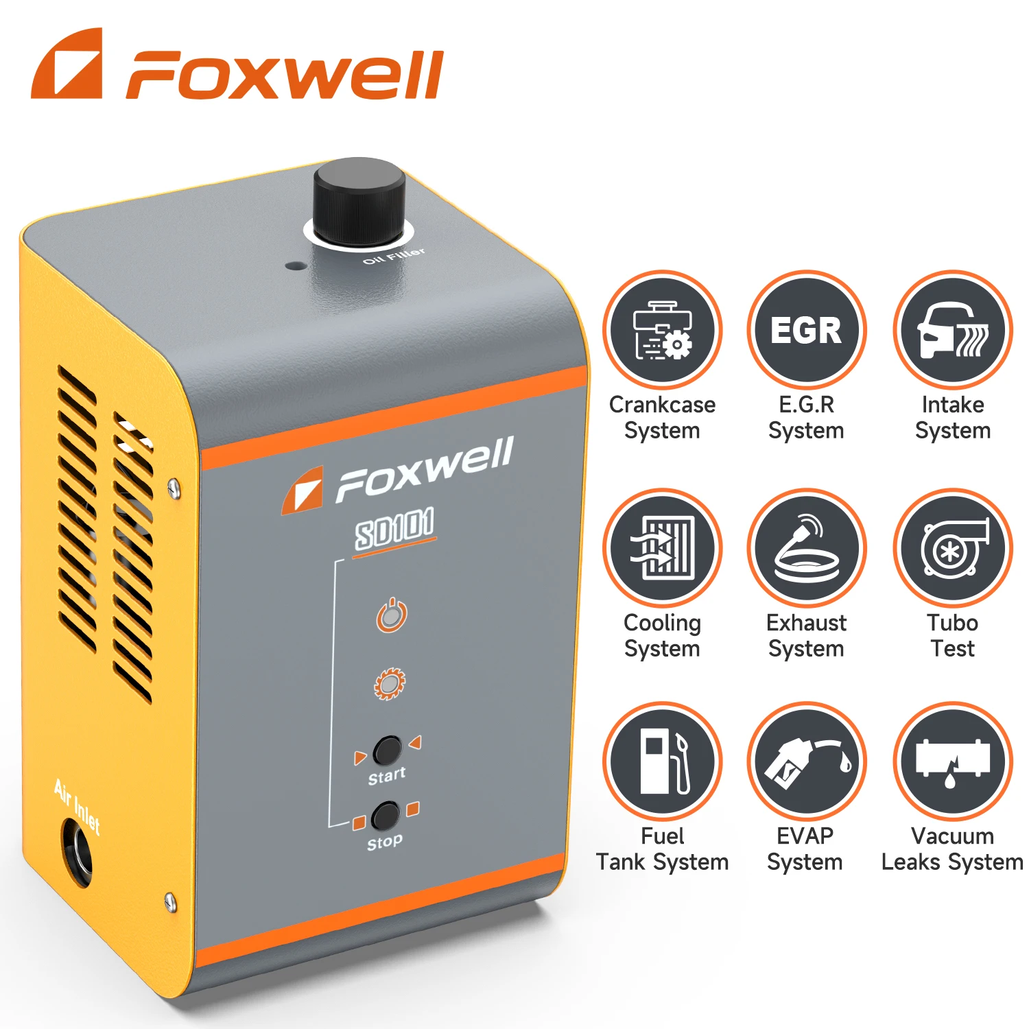 Foxwell Sd101 Rilevatore Di Perdite Di Fumo Per Auto Evap Macchina Del Fumo Tester Del Vuoto Localizzatore Di Perdite Di Tubi Del Carburante Diagnosti