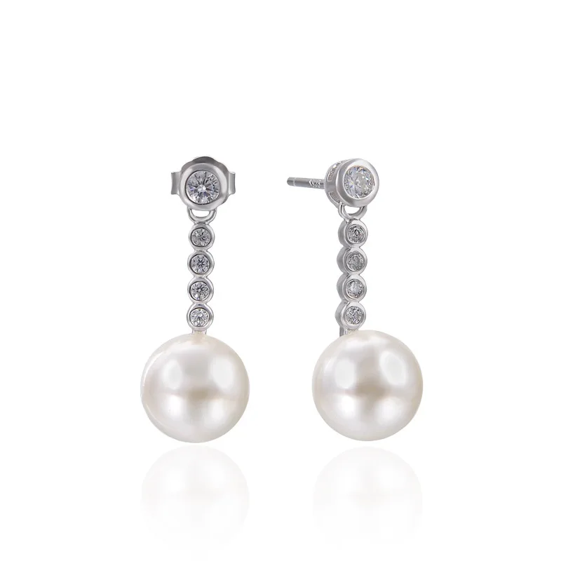 

TKJ New 925 Sterling Silver Natural Pearl Dangle Earrings Fashion Jewelry Women Gift Free Jewelry