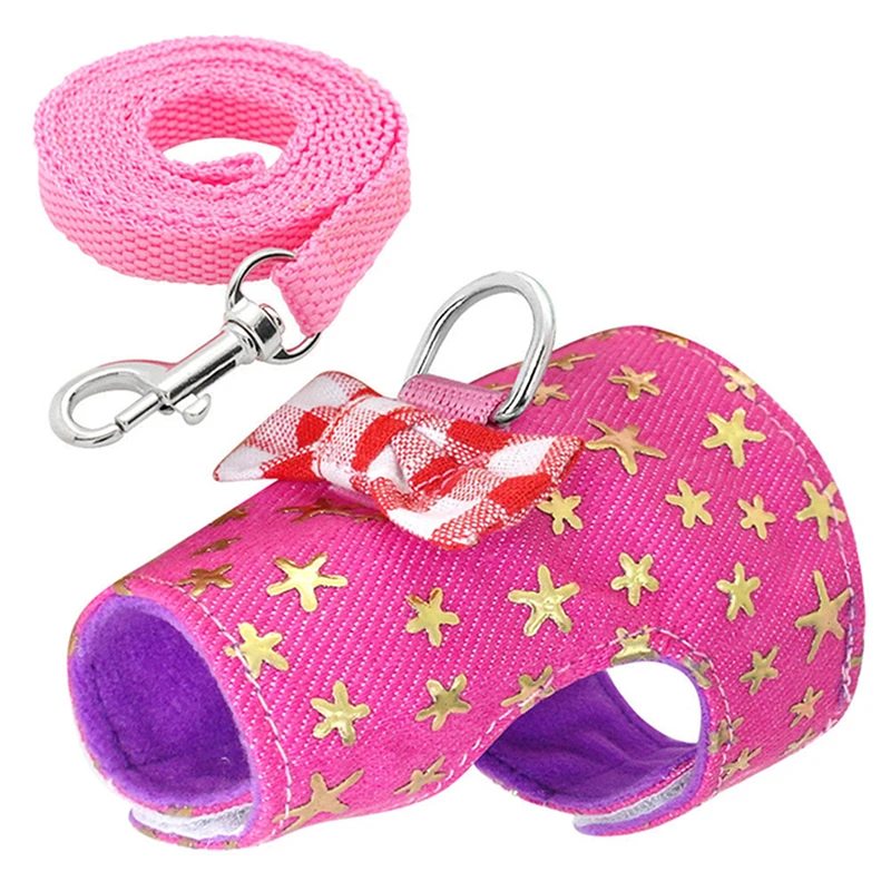 Small Pet Rabbit Harness Vest and Leash Set For Ferret Guinea Pig Bunny Hamster Puppy Bowknot Chest Strap Harness Pet Supplies dog harness pet harness rabbit harness and leash set rabbit harness set pet carrier set