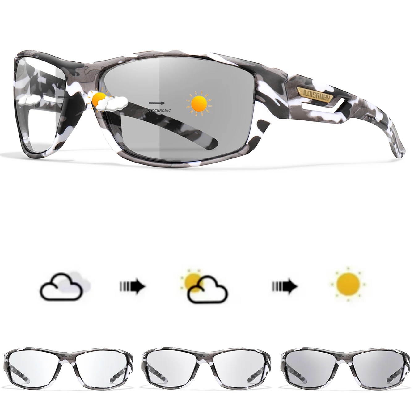 LOISRUBY Photochromic Cycling Sunglasses Men Women