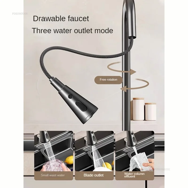 Creative Raindance Waterfall Sinks for Hotel Modern Thickened Metal Durable Kitchen Sink Simple Designer Kitchen Sinks for Farm