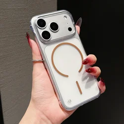 Slim Frameless Clear Magnetic Phone Case with Wireless Charging Compatibility - iPhone 15 (Desert Gold)