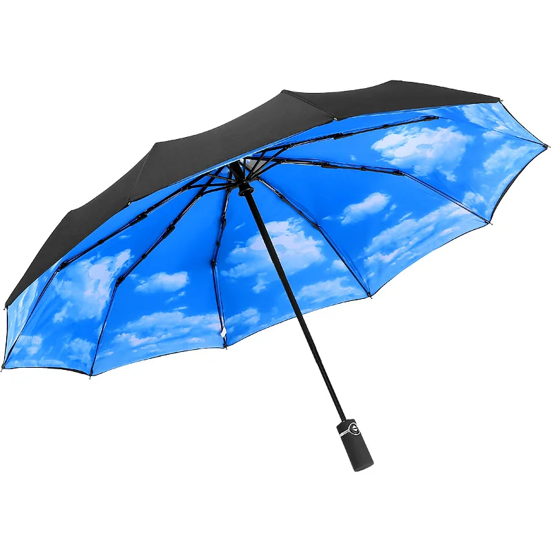 Folding Double Umbrella for Men Women Outdoor Solid Color Business Fully Automatic