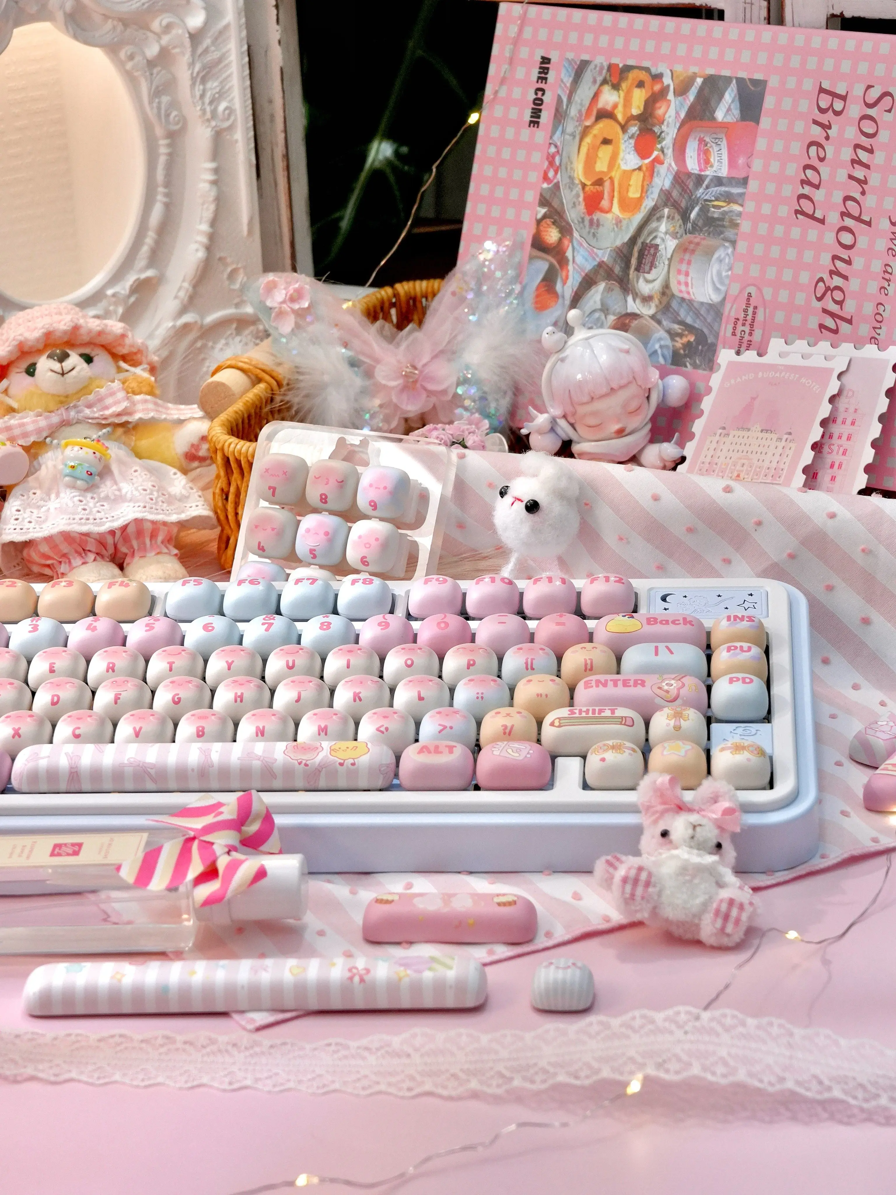 PBT keycaps marshmallow style keyboard accessories