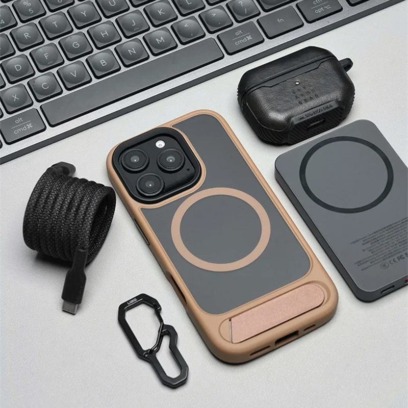 Sleek Frosted Matte Wireless Charging Metal Bracket Phone Case