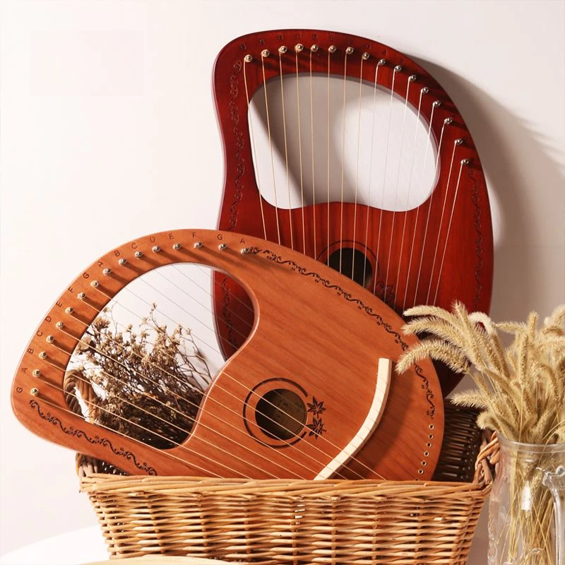 16-Strings Harp Rayachen Portable Stringed Musical Instrument Lyre Mahogany Wood Piano Profession Accompany Wrench Spare Strings