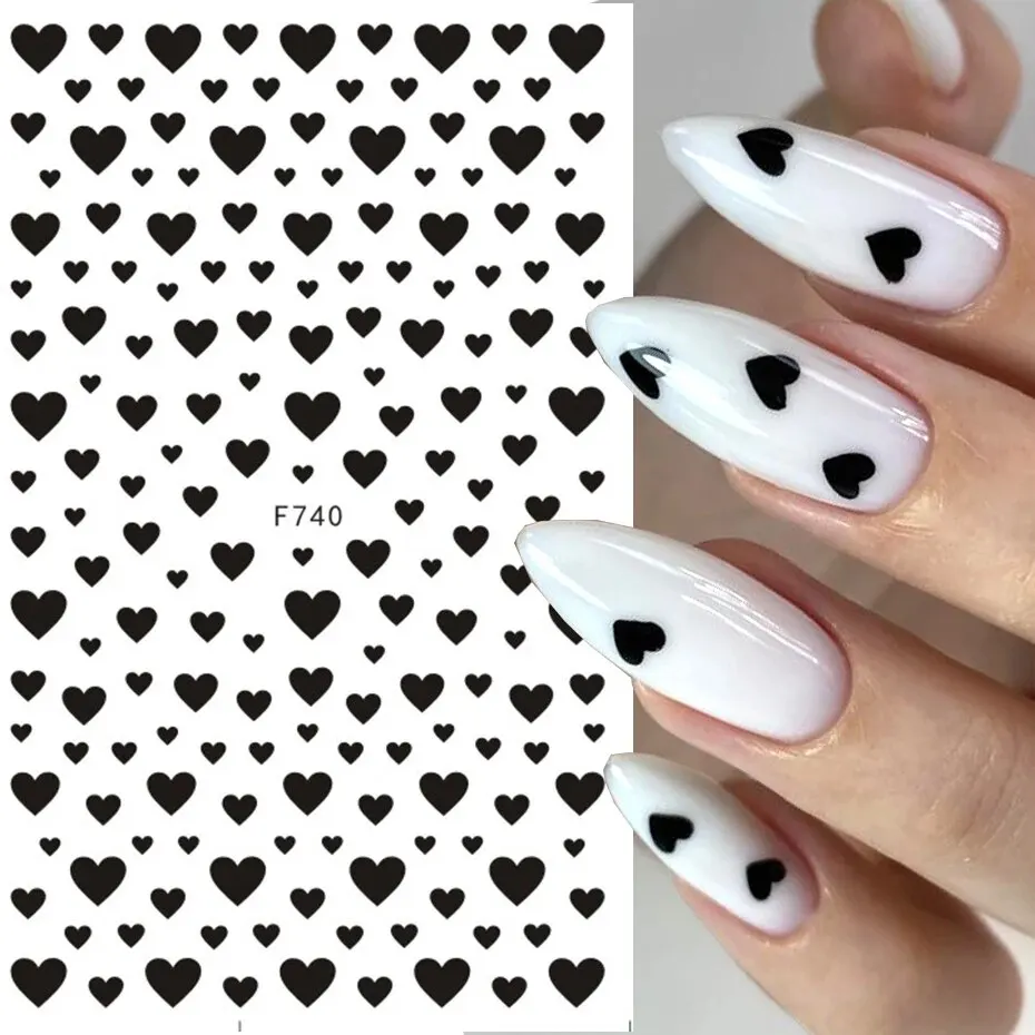Nail Stickers 6PCS 3D Valentines Day Nail Art Lover Letter Cute Girl Cartoon