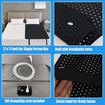 68x185x0.06cm Grounding Mat Leather Mattress Conductive Carbon Pad For Better Sleep Reduce Stress With 4.5m Earthing Conductor 5