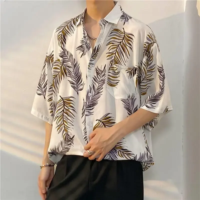 Amazing Hawaiian Mens Shirt Rose Floral Print Streetwear Slim Fit Casual Shirts Tm1 main image 0