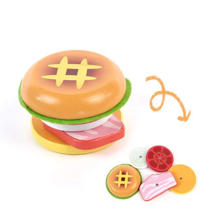 1pc Breakfast Simulation Food Toys Pretend Play Game Donut Hamburger Hot Dot Wood Toys for Kids House Play Early Learning Educ 3
