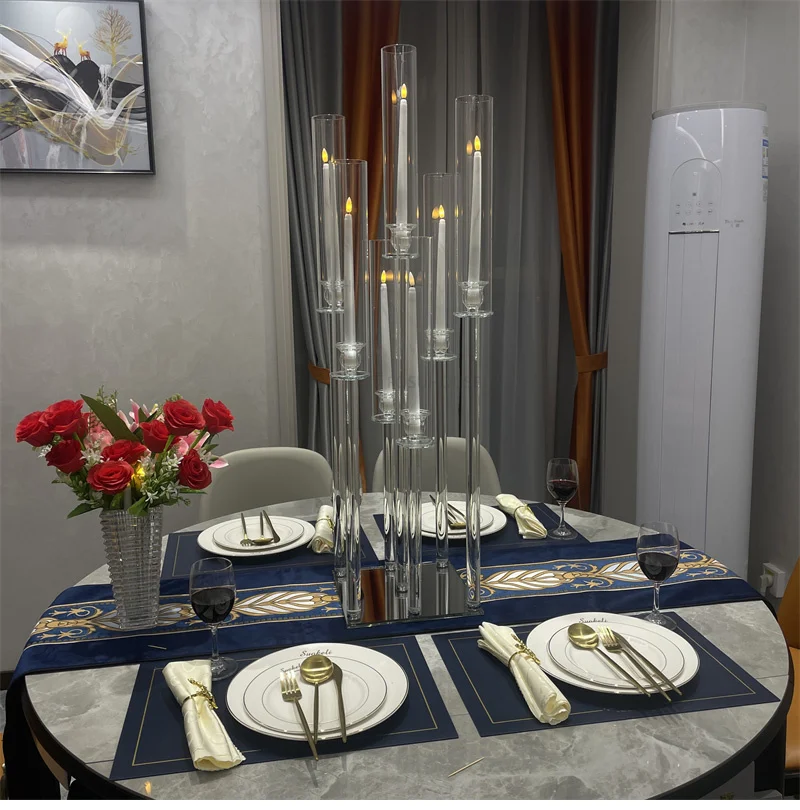 Portacandele in vetro candelabri moderni candelieri in vetro per la casa  decorazione della stanza di nozze scaffale da tavolo in vaso di vetro per  feste - AliExpress
