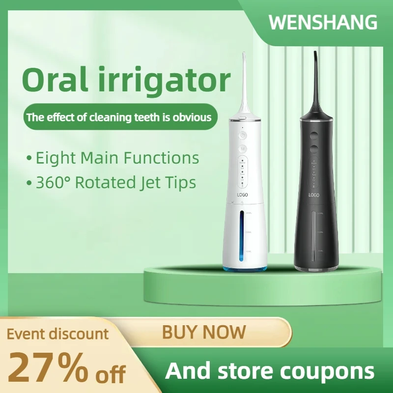 BV-609 Oral Irrigator Dental Flusher Pulse Water Flosser 4 Modes USB Rechargeable Portable 300ML Water Tank