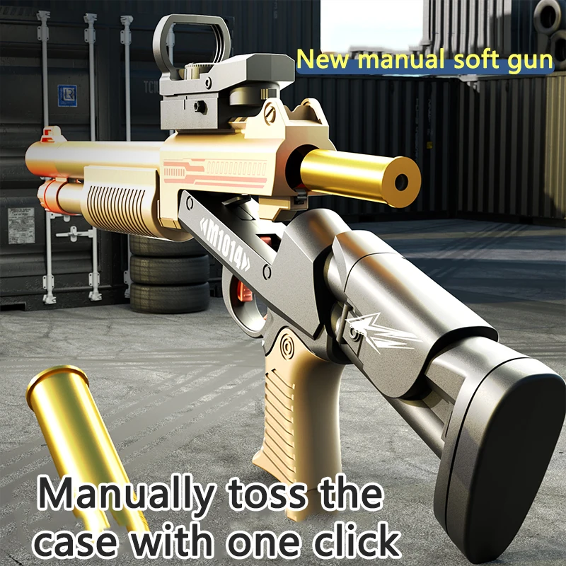 M1014 Toy Gun Soft Bullet for Children, Manual Shell Throwing with Red Dot Sight