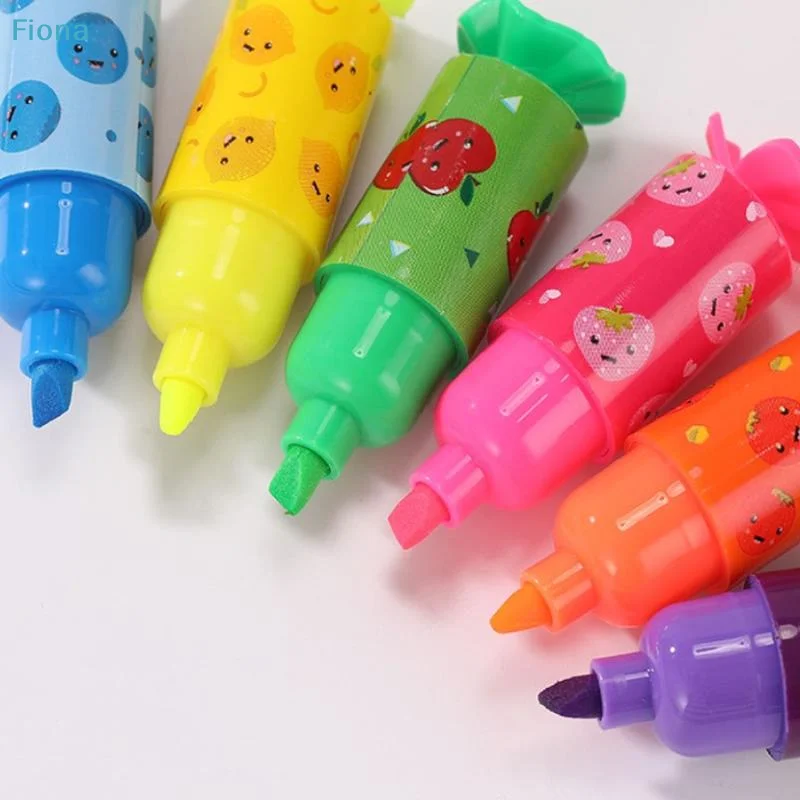 ♩ 6pcs 다채로운 미니 형광펜 캔디 파스텔 형광펜, 귀여운 치즐 팁 마커 펜, 파티 생일 그림 포스터 일기