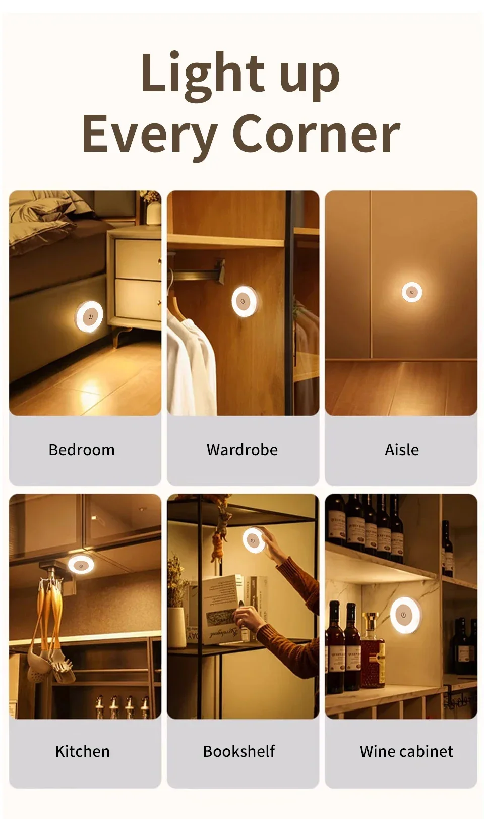 Rechargeable Round LED Wall Lamp