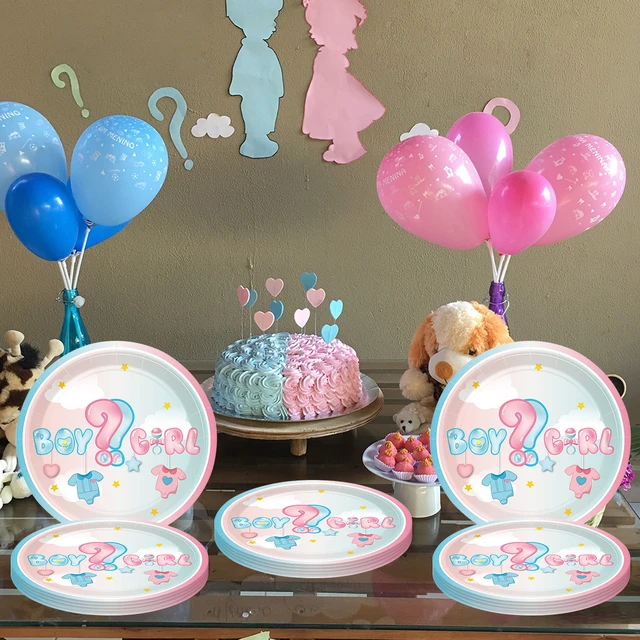 Gender Reveal Party Disposable Plates Banner First Communion Boy & Girl  Gifts Candy Box Bag Gender Indication Party Decor - AliExpress