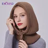 ENJOYFUR Women Balaclava Hats Unisex Knitted Hooded Caps Outdoor Warmer Drawstring Hats One-Piece Neck Collar Beanies Cap 1