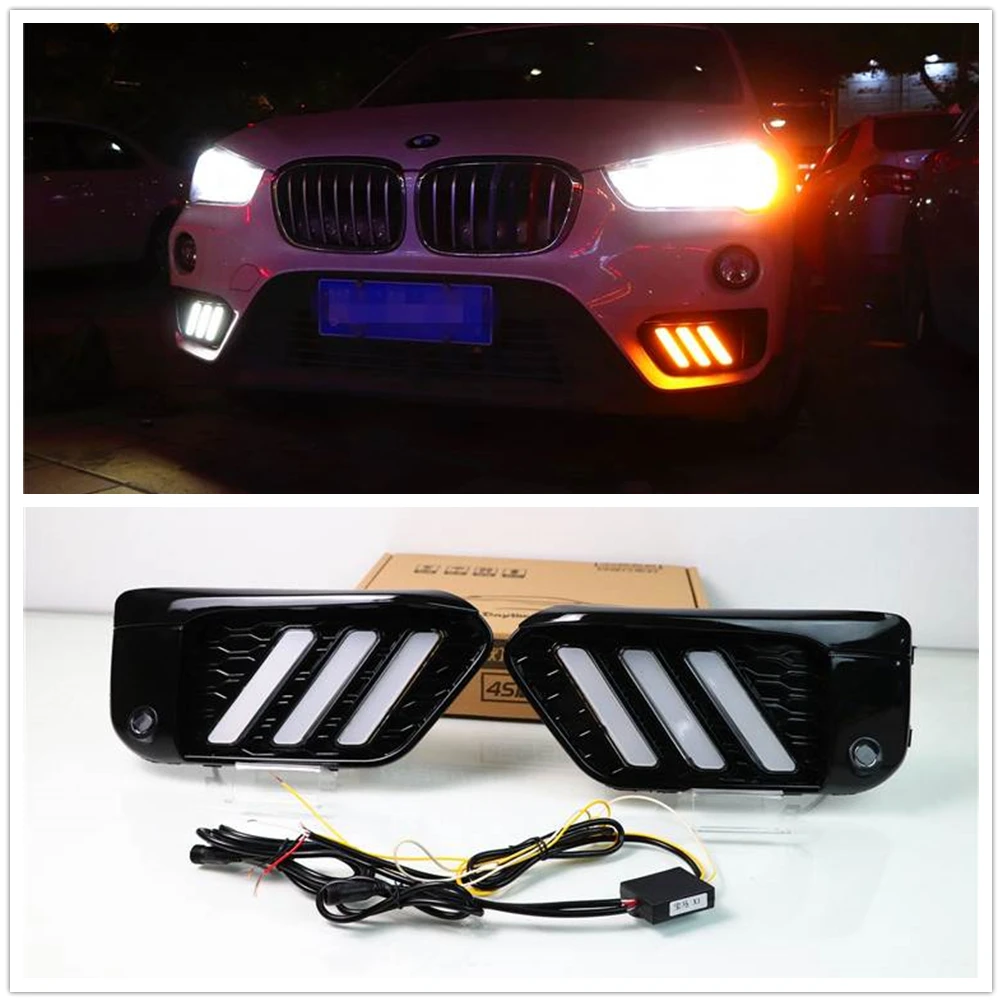 LED Daytime Running Fog Light Turn Signal Bulb Bicolor Front Bumper Air