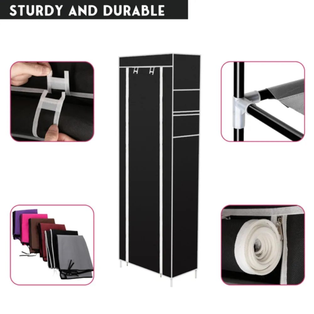 Room-saving 10-Layers 9 Lattices Non-woven Fabric Shoe Rack Black 6