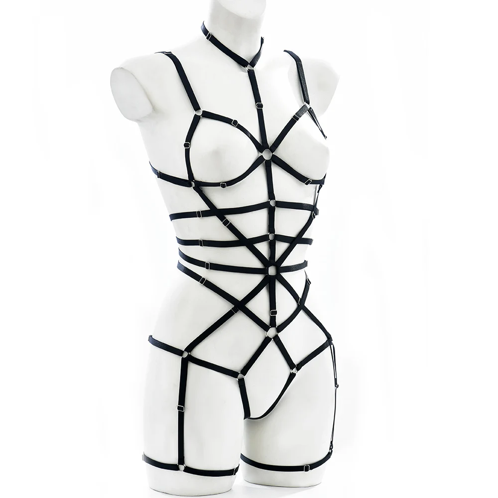 Body Elastic Bondage Adjustable Stockings Leg Harness Garter Pole Dance Lingerie Halloween Women Rave Wear Bodysuit Body Harness cosplay costume,latex lingerie,women bondage lingerie