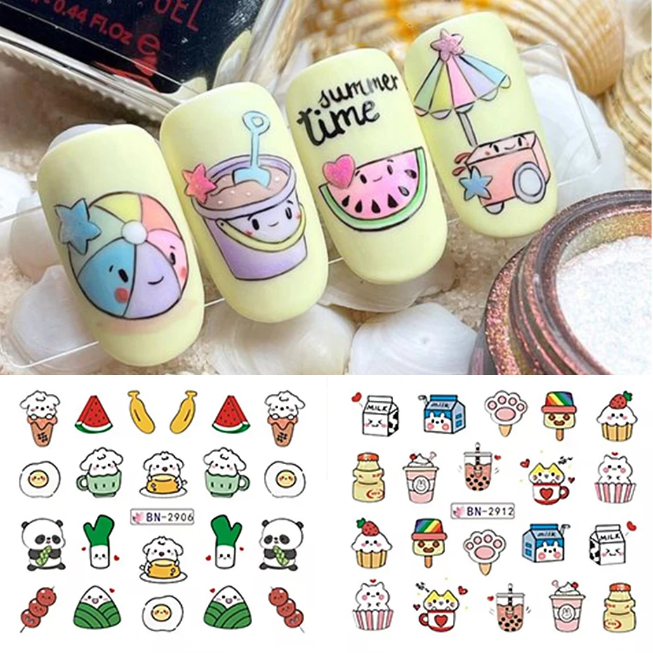 Nail Sticker Set Cartoon Dinosaur Water Decal Nail Art Panda Rabbit Puppy Animal Slider for Decoration Foils Tattoo 12 pcs nail stickers nail art decoration nail decals nail art tools