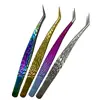 1pc Professional Eyelash Extension Tweezers Tips Golden Stainless Steel High Precision Tweezer for Volume Fans Makeup Tools 2