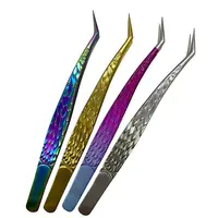 1pc Professional Eyelash Extension Tweezers Tips Golden Stainless Steel High Precision Tweezer for Volume Fans Makeup Tools 2