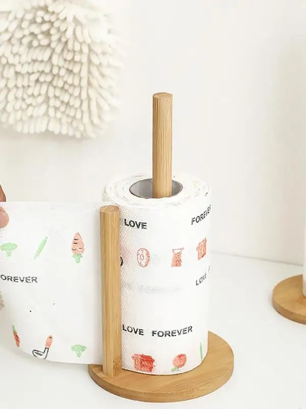 Kitchen Wooden Roll Paper Holder Paper Towel Holder Roll Towel Rack Wooden Dispenser Toilet Storage Tool paper towel holder toilet paper holder toilet roll holder